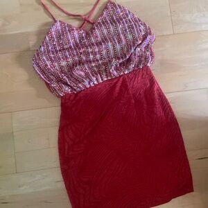 Marineblu Pink and Gold Sequin Mini Sundress